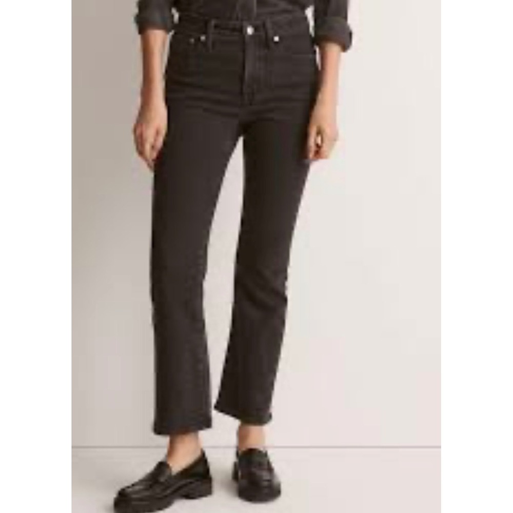 Madewell Mid-Rise Kick Out Jeans Black Stretch Flare Size 30